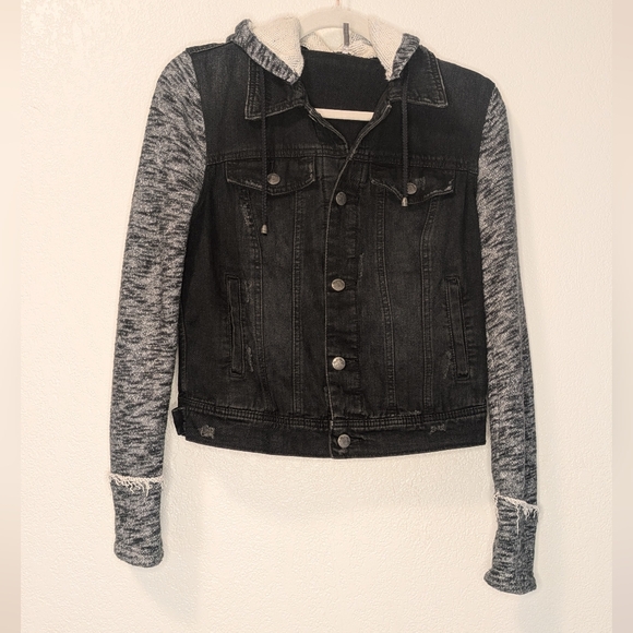 Free People Mixed Media Denim Jacket - Picture 2 of 12